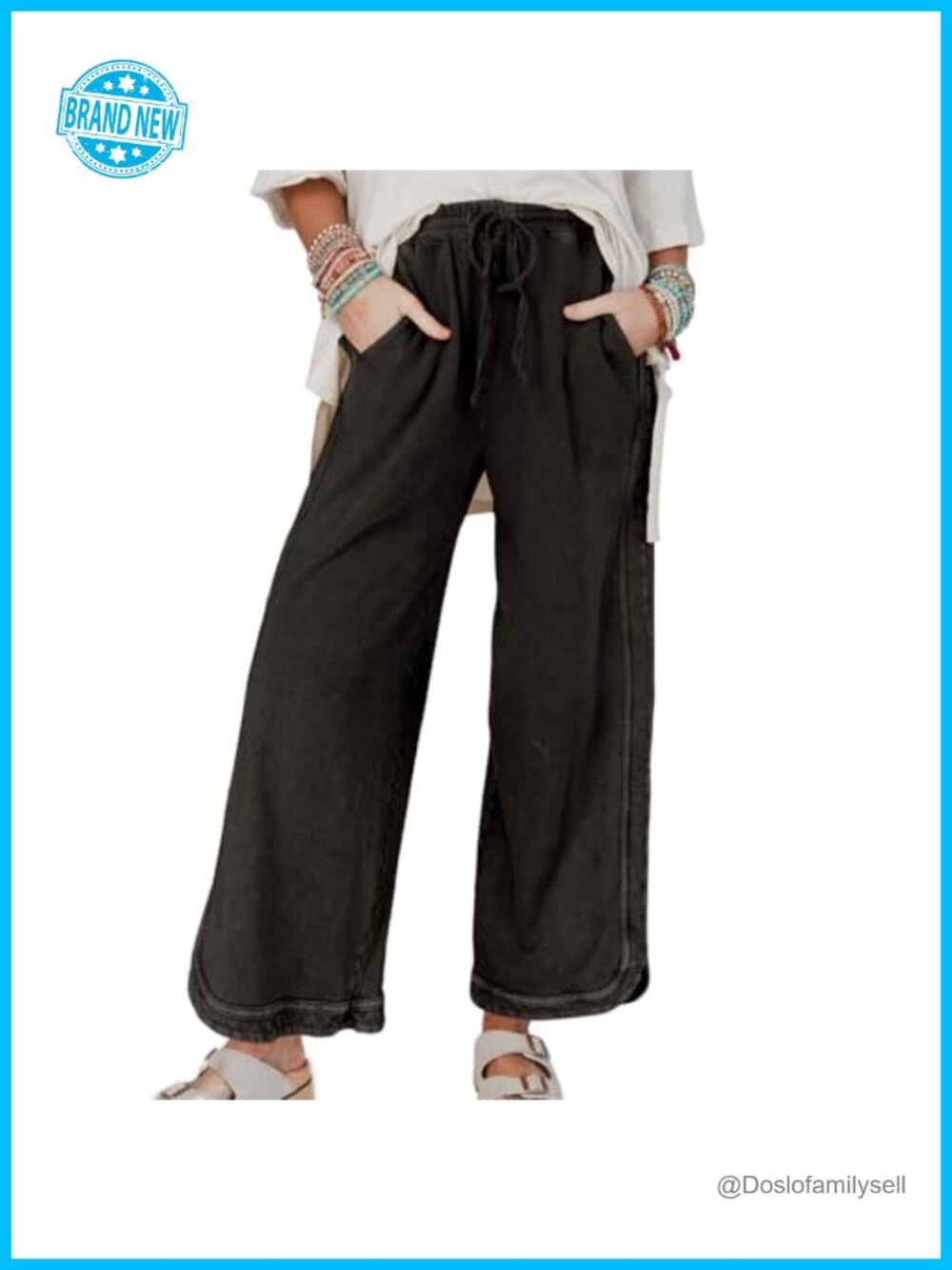 Wide Leg Sweatpants High Waist Cropped Palazzo Pants Drawstring